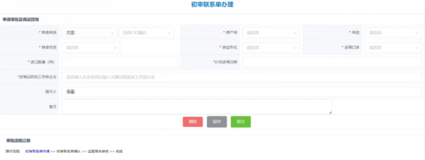 进境粮食初审联系单电子化解决流程图