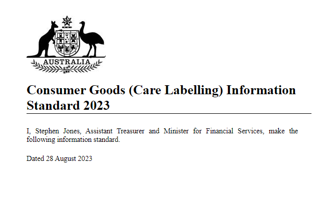  澳大利亚颁布《2023年消费品（护理标签）信息尺度》