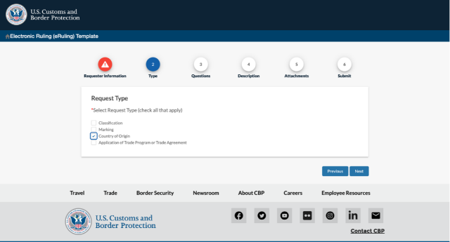  勾选裁定类型为原产地